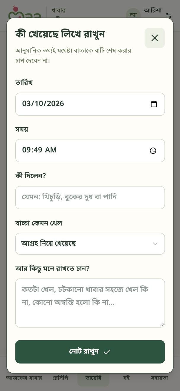খাবার সঙ্গী: কী খেয়েছে লিখে রাখার ডায়েরি